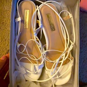 Thick lace up wedges